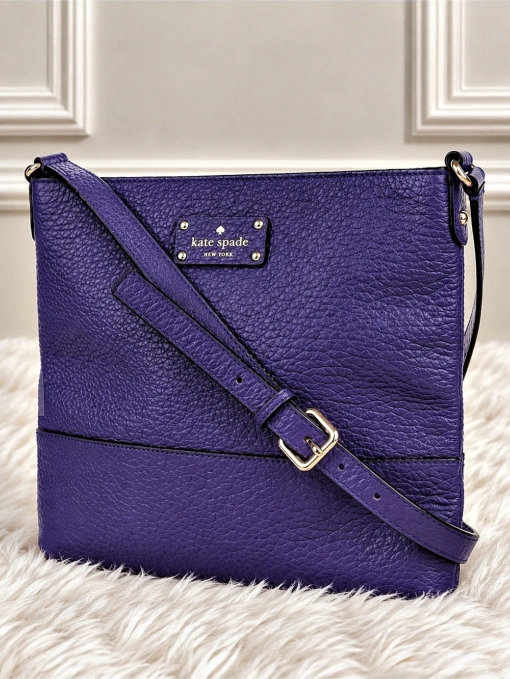 Kate Spade Bay Street Cora Crossbody Purse - Pebbled Purple Leather LIKE NEW